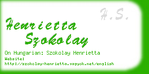 henrietta szokolay business card